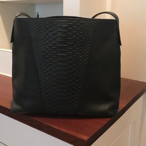 Vince python panel design leather shoulder bag